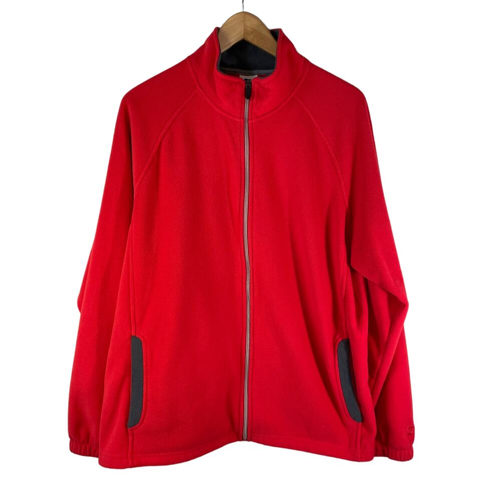 Vintage STARTER Mens Full Zip Fleece Casual Jacket Red Size Large 42-44 Gorpcore